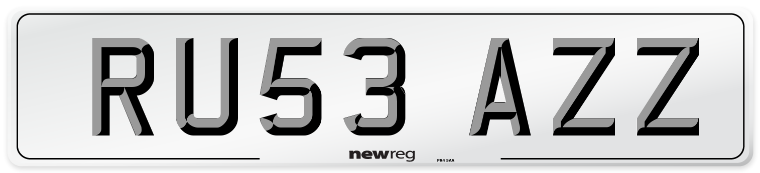 RU53 AZZ Number Plate from New Reg